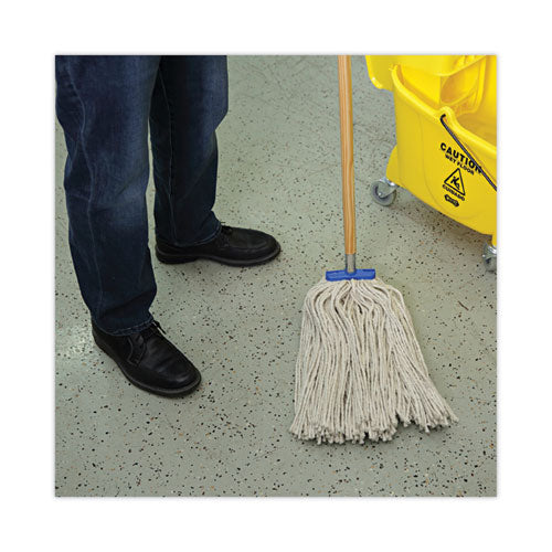 Cut-end Lie-flat Wet Mop Head, Cotton, 24oz, White, 12/carton.
