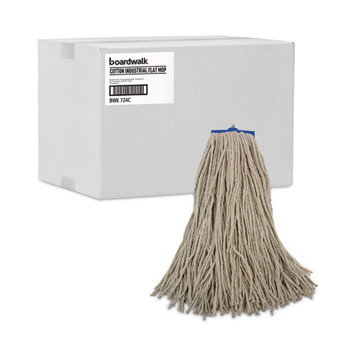 Cut-end Lie-flat Wet Mop Head, Cotton, 24oz, White.