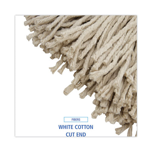 Cut-end Lie-flat Wet Mop Head, Cotton, 24oz, White.
