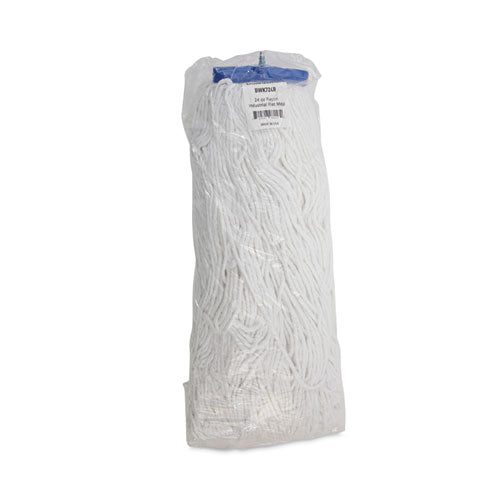Cut-end Lie-flat Wet Mop Head, Rayon, 24oz, White.