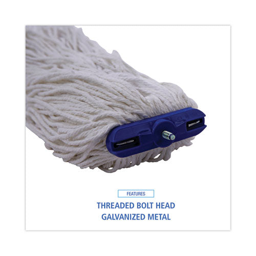 Cut-end Lie-flat Wet Mop Head, Rayon, 24oz, White.