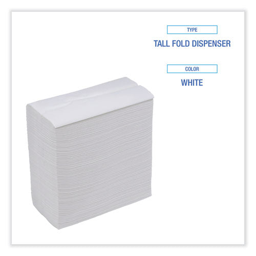 Tallfold Dispenser Napkin, 12" X 7", White, 500/pack, 20 Packs/carton.