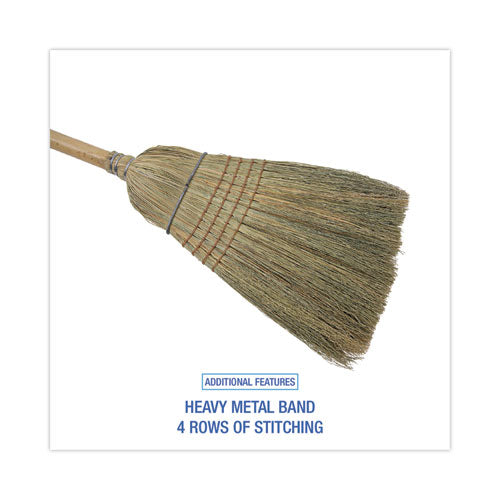 Warehouse Broom, Corn Fiber Bristles, 56" Overall Length, Natural.