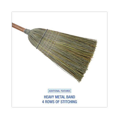 Warehouse Broom, Yucca Corn Fiber Bristles, 56" Overalll Length, Natural, 12/carton.