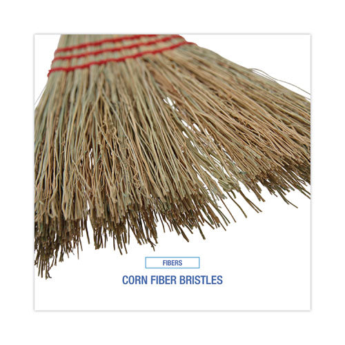 Corn Fiber Lobby/toy Broom, Corn Fiber Bristles, 39" Overall Length, Red, 12/carton.