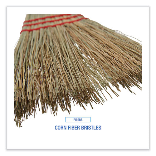 Corn Fiber Lobby/toy Broom, Corn Fiber Bristles, 39" Overall Length, Red.