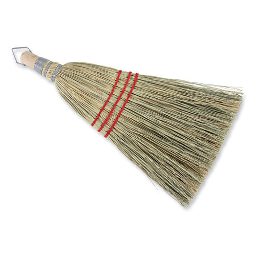 Corn Whisk Broom, Corn Fiber Bristles, 9" Bristle Length, Yellow, 12/carton.