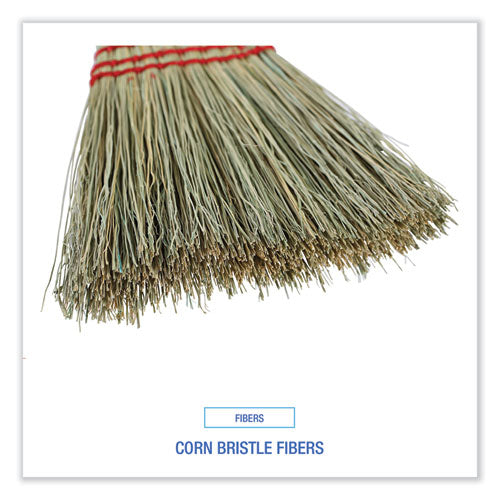 Corn Whisk Broom, Corn Fiber Bristles, 9" Bristle Length, Yellow, 12/carton.