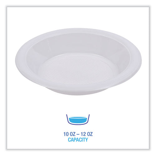 Hi-impact Plastic Dinnerware, Bowl, 10 To 12 Oz, White, 1,000/carton.