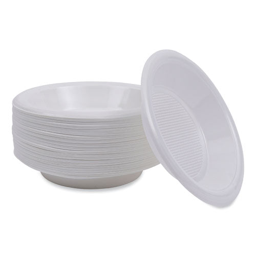 Hi-impact Plastic Dinnerware, Bowl, 10 To 12 Oz, White, 1,000/carton.