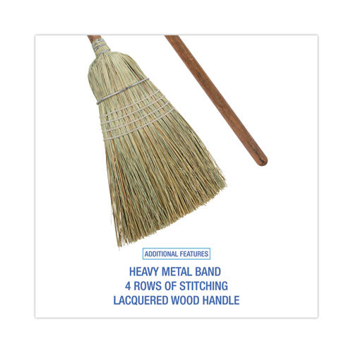 Corn/fiber Brooms, Corn/synthetic Fiber Bristles, 60" Overall Length, Gray/natural, 6/carton.