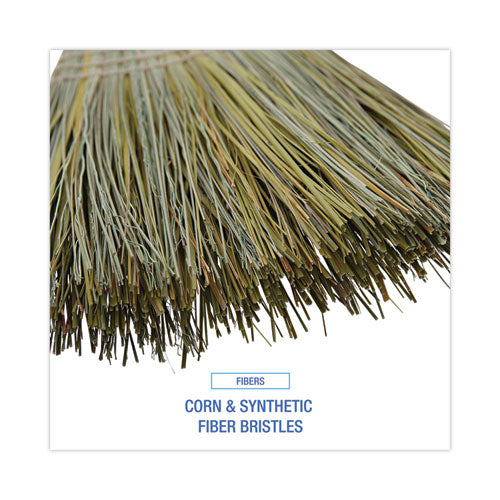 Corn/fiber Brooms, Corn/synthetic Fiber Bristles, 60" Overall Length, Gray/natural, 6/carton.