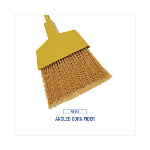 Corn Fiber Angled-head Lobby Brooms, 55" Handle, Yellow, 12/carton.