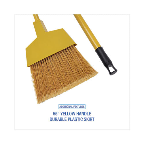 Corn Fiber Angled-head Lobby Brooms, 55" Handle, Yellow, 12/carton.