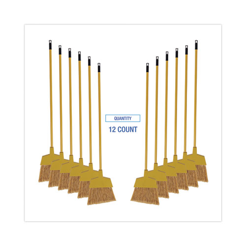 Corn Fiber Angled-head Lobby Brooms, 55" Handle, Yellow, 12/carton.