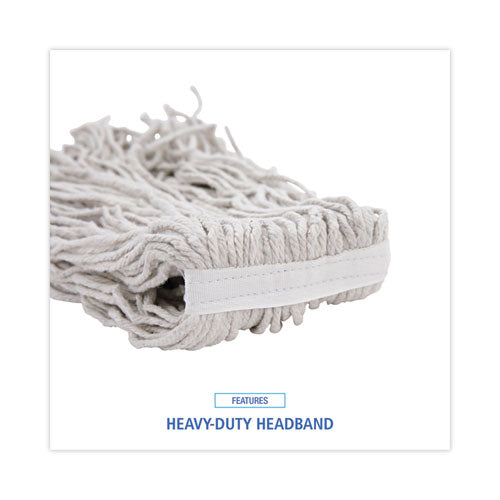 Banded Mop Head, Cotton, Cut-end, White, 16 Oz, 12/carton.