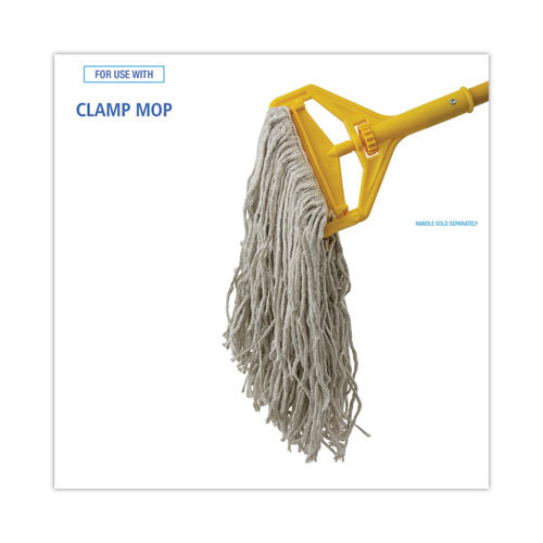 Banded Mop Head, Cotton, Cut-end, White, 16 Oz, 12/carton.