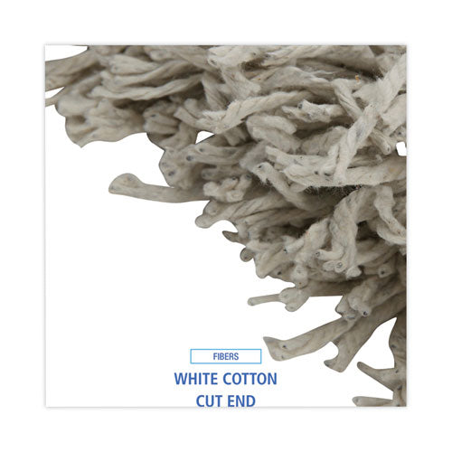 Banded Mop Head, Cotton, Cut-end, White, 16 Oz, 12/carton.