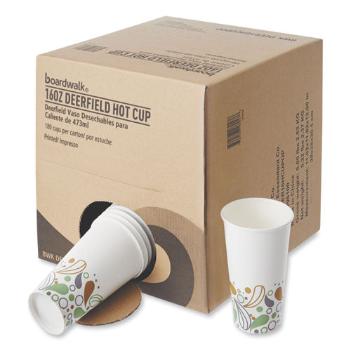 Deerfield Printed Paper Hot Cups, 16 Oz, 50 Cups/sleeve, 20 Sleeves/carton.