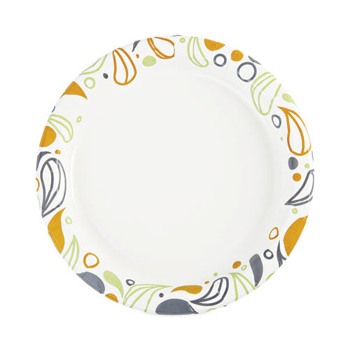 Deerfield Printed Paper Plates, 9" Dia, Coated/soak Proof, White/yellow/green/purple, 125/pack, 8 Packs/carton.