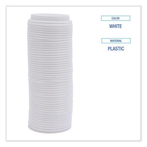 Deerfield Hot Cup Lids, Fits 10 Oz To 20 Oz Cups, White, Plastic, 50/pack, 20 Packs/carton.