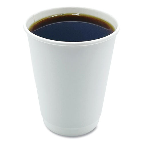 Paper Hot Cups, Double-walled, 12 Oz, White, 25/pack.