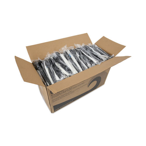 Six-piece Cutlery Kit, Condiment/fork/knife/napkin/spoon, Heavyweight, Black, 250/carton.