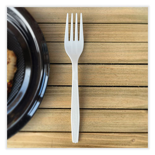 Heavyweight Polypropylene Cutlery, Fork, White, 1000/carton.