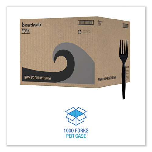 Heavyweight Wrapped Polystyrene Cutlery, Fork, Black, 1,000/carton.