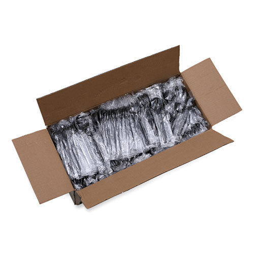 Heavyweight Wrapped Polystyrene Cutlery, Fork, Black, 1,000/carton.