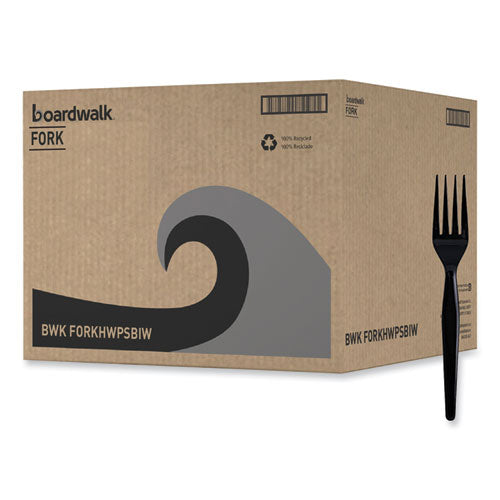 Heavyweight Wrapped Polystyrene Cutlery, Fork, Black, 1,000/carton.