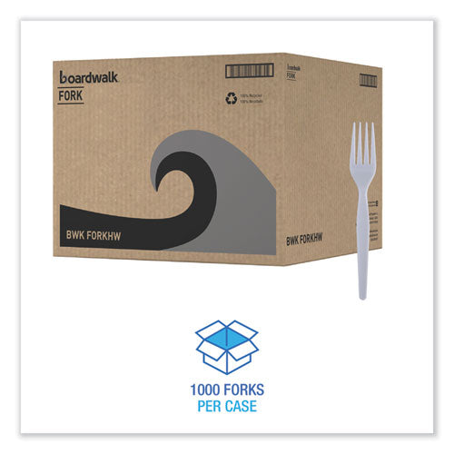 Heavyweight Polystyrene Cutlery, Fork, White, 1000/carton.