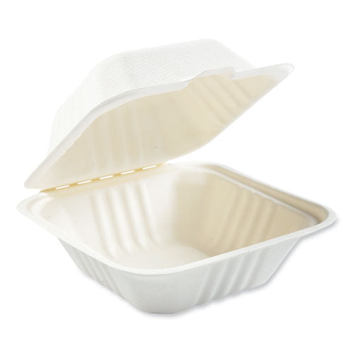 Bagasse Pfas-free Food Containers,1-compartment, 6 X 6 X 3.19, Tan, Bamboo/sugarcane, 500/carton