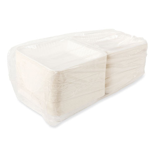 Bagasse Pfas-free Food Containers, -1compartment, 9 X 9 X 3.19, Tan, Bamboo/sugarcane, 100/sleeve, 2 Sleeves/carton