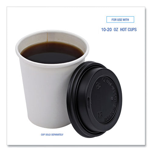 Hot Cup Lids, Fits 10 Oz To 20 Oz Hot Cups, Black, 1,000/carton.