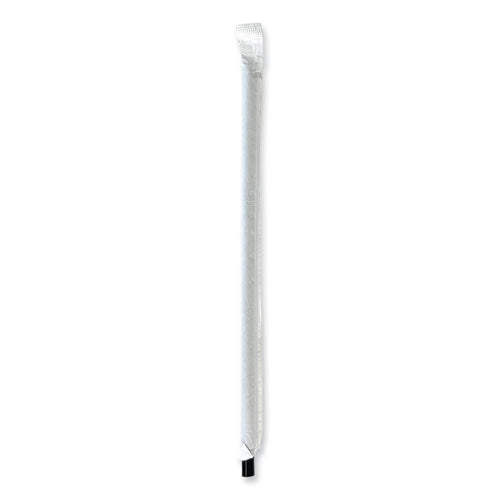 Wrapped Jumbo Straws, 7.75", Polypropylene, Black, 250/pack, 50 Packs/carton.