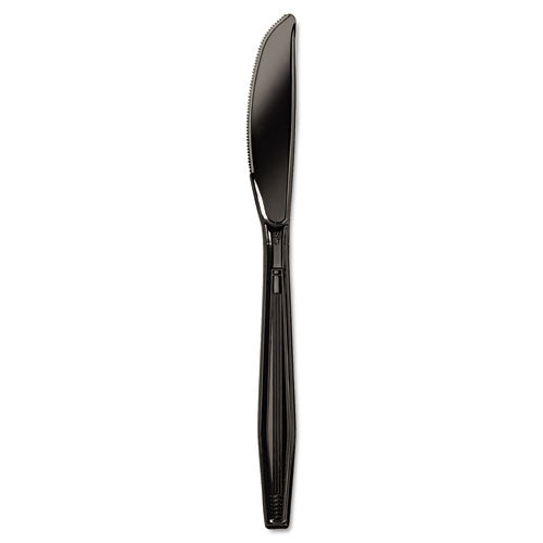 Heavyweight Polystyrene Cutlery, Knife, Black, 1000/carton.