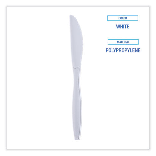 Heavyweight Wrapped Polypropylene Cutlery, Knife, White, 1,000/carton.