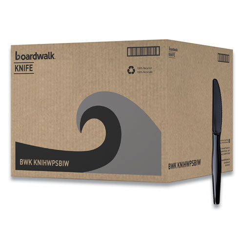 Heavyweight Wrapped Polystyrene Cutlery, Knife, Black, 1,000/carton.