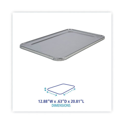 Aluminum Steam Table Pan Lids, Fits Full-size Deep Pan, 380 Gauge, 0.63" Deep, 12.88 X 20.81, 50/carton.