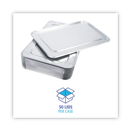 Aluminum Steam Table Pan Lids, Fits Full-size Deep Pan, 380 Gauge, 0.63" Deep, 12.88 X 20.81, 50/carton.