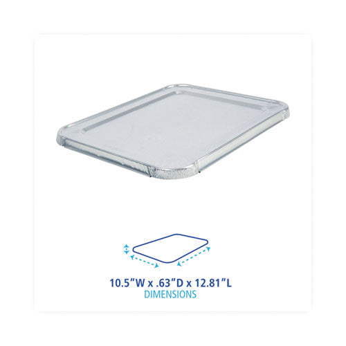 Aluminum Steam Table Pan Lids, Fits Half-size Deep Pan, 290 Gauge, 0.63" Deep, 10.5 X 12.81, 100/carton.