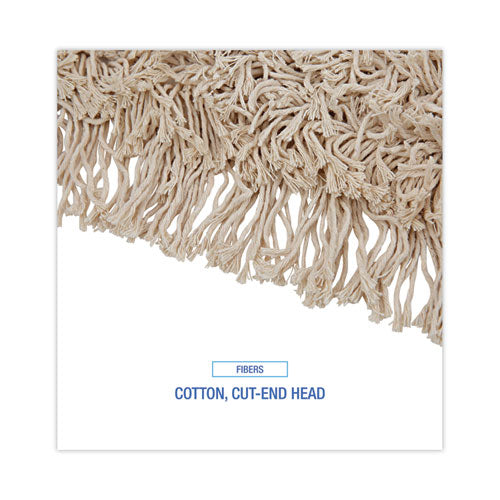 Cotton Dry Mopping Kit, 24 X 5 Natural Cotton Head, 60" Natural Wood Handle.