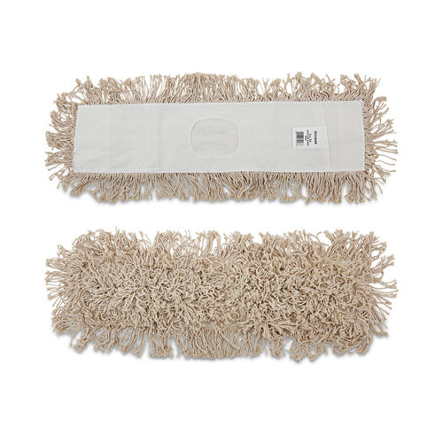 Cotton Dry Mopping Kit, 24 X 5 Natural Cotton Head, 60" Natural Wood Handle.