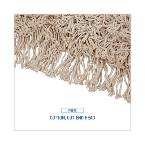 Cotton Dry Mopping Kit, 36 X 5 Natural Cotton Head, 60" Natural Wood Handle.