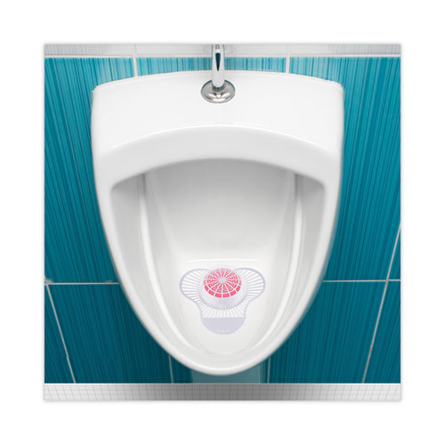 Urinal Screen With Para Deodorizer Block, Cherry Scent, 3 Oz, Red/white, 12/box.