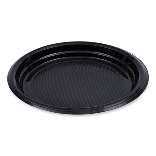 Hi-impact Plastic Dinnerware, Plate, 9" Dia, Black, 500/carton.