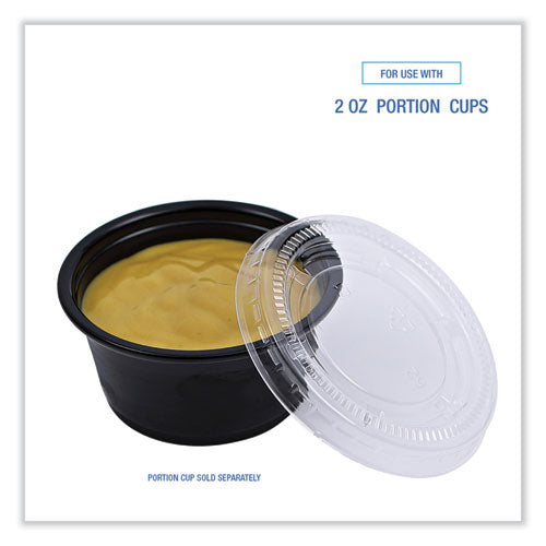 Souffle/portion Cup Lids, Fits 1.5 Oz And 2 Oz Portion Cups, Clear, 2,500/carton.