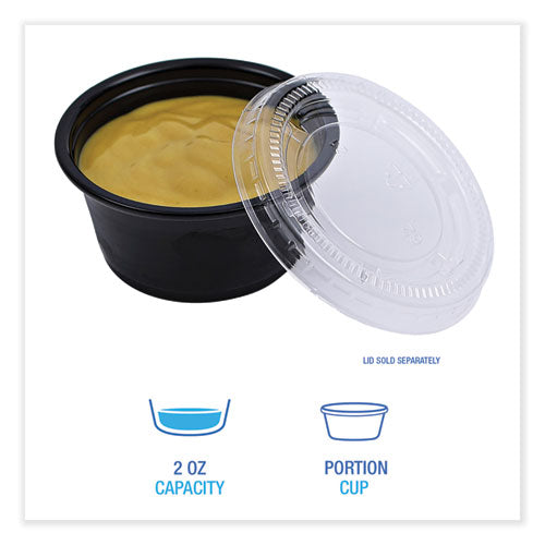 Souffle/portion Cups, 2 Oz, Polypropylene, Black, 125 Cups/sleeve, 20 Sleeves/carton.