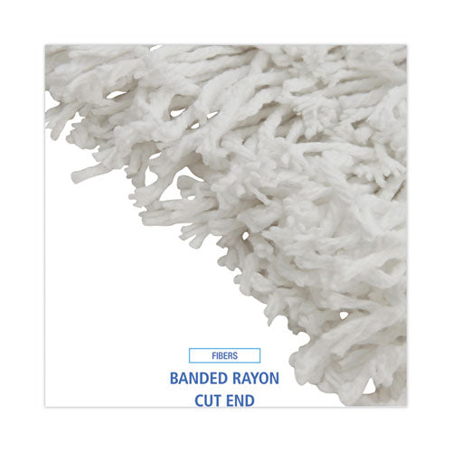 Banded Rayon Cut-end Mop Heads, #24, White, 1.25" Headband, 12/carton.